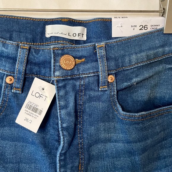 NWT LOFT Skinny Crop, Slim Pocket Jeans, 26" Inseam, Size 2 - Picture 5 of 10